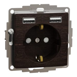 Schneider SDD181052 - ÚJ SEDNA 2P+F csatlakozóaljzat, BZS, kettős USB töltővel, rugós, 16A/2.4A,