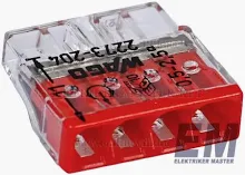 Wago 2273-204 - 4x0.5-2.5 MINI vez. ö.k. (piros) tömör erű vezetékekhez (100db/cs)
