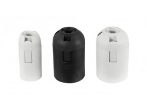 COMMEL Műanyag E14 foglalat, 250 V, 2A, T210, fekete, pattintós; (cikksz.: 016-115)