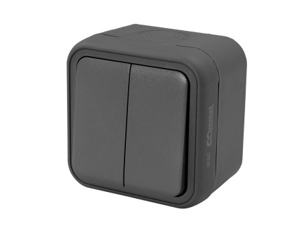 COMMEL Falon kívüli csillárkapcsoló, 10A, 250V, IP55, antracit;  (cikksz.: 043-105)