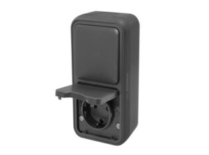 COMMEL Falon kívüli dugalj (16A)+1p kapcsoló (10A), 250V, IP55, antracit;  (cikksz.: 043-113)