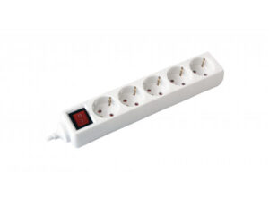 COMMEL Elosztó 5-dugaljas kapcsolós 16A 250V  3500W, fehér; H05VV-F 3G1 / 1,4m (cikksz.: 0817)