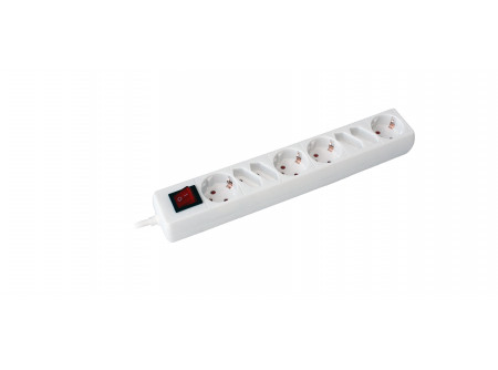 COMMEL Elosztó 8-dugaljas kapcsolós 4x2,5A + 4x16A 250V 3500W,fehér; H05VV-F 3G1/1,4m (cikksz.: 0