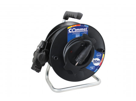 COMMEL Kábeldob  Profi Line  H05RR-F 3G1,5/50m - PVC, 1f, csapfedeles 3-as gumi dugalj, IP44 (cik