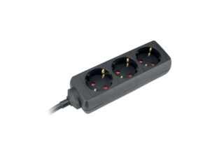 COMMEL Elosztó 3-dugaljas 16A 250V  3500W, fekete; H05VV-F 3G1,5 / 5m (cikksz.: 232-323)