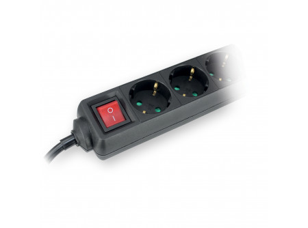COMMEL Elosztó 3-dugaljas kapcsolós 16A 250V  3500W, fekete; H05VV-F 3G1 / 1,4m (cikksz.: 232-324