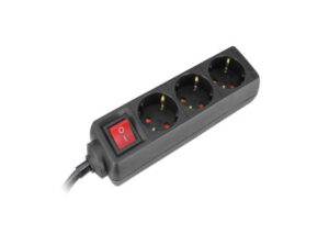 COMMEL Elosztó 3-dugaljas kapcs. 16A 250V  3500W, fekete; H05VV-F 3G1,5 / 5m (cikksz.: 232-326)