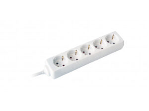 COMMEL Elosztó 5-dugaljas 16A 250V  3500W, fehér; H05VV-F 3G1 / 1,4m (cikksz.: 232-501)