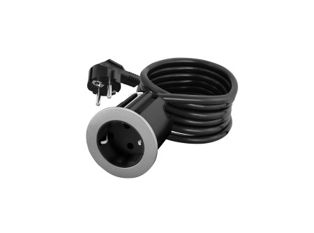 COMMEL Bútorba építhető elosztó 1x 16A 3680W, fekete+ezüst gyűrűvel (cikksz.:235-112)