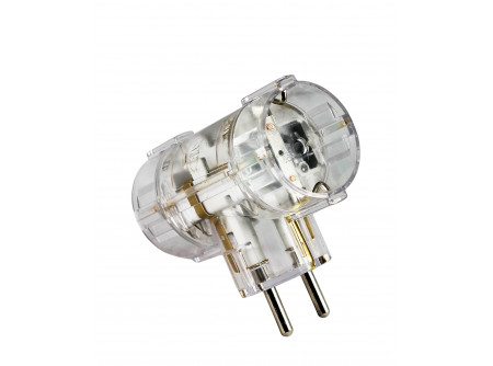 COMMEL T-elosztó kettes 16A 250V, transzparent;  (cikksz.: 240-103)