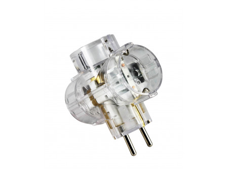 COMMEL T-elosztó hármas 16A 250V, transzparent;  (cikksz.: 240-113)