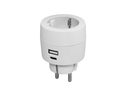 COMMEL Csatlakozó dugalj, USB A+C töltővel, 3,4A, 17W, fehér;  (cikksz.: 240-801)