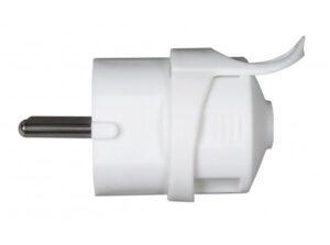 COMMEL Csatlakozó hátsó kivezetésű földelt dugvilla 16A 250V, fehér;  (cikksz.: 290-101)
