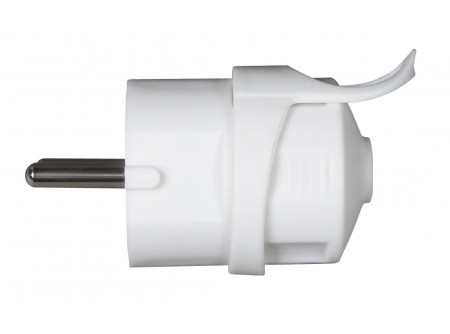 COMMEL Csatlakozó hátsó kivezetésű földelt dugvilla 16A 250V, fehér;  (cikksz.: 290-101)
