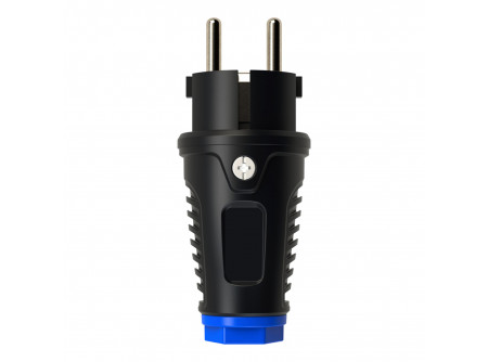 COMMEL Csatlakozó földelt dugvilla 16A 250V, gumi, fekete, IP54 (PCE);  (cikksz.: 290-308)