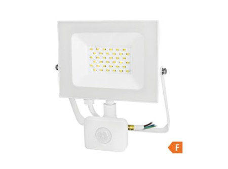 COMMEL LED reflektor Economy Line  30W, mozg.érz., 4000K, 2550lm, IP44, fehér;(cikksz.: 307-139)