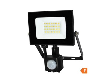 COMMEL LED reflektor Economy Line  20W, mozg.érz., 4000K, 1600lm, IP44, fekete;(cikksz.: 307-229)