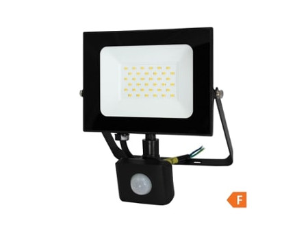 COMMEL LED reflektor Economy Line  30W, mozg.érz., 4000K, 2550lm, IP44, fekete;(cikksz.: 307-239)