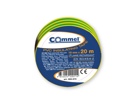 COMMEL Szigetelő szalag 19 x 20 m, zöld-sárga;  (cikksz.: 365-673)