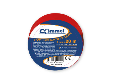 COMMEL Szigetelő szalag 19 x 20 m, piros;  (cikksz.: 365-674)