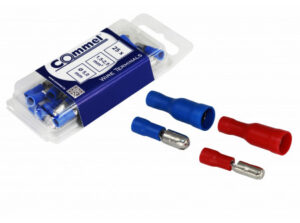 COMMEL Szigetelt toldó csatlakozó - csap, 0.5-1.5mm2,  4mm, 25db/csomag;  (cikksz.: 365-861)