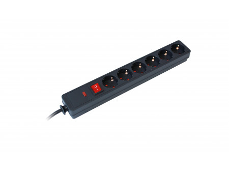 COMMEL Elosztó 6-dugaljas 16A 250V  3500W túlfeszültség védelemmel, H05VV-F 3G1,5 / 1,5 m; (cikks