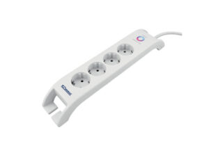 COMMEL Elosztó 4-dugaljas+2xUSB-A 16A 3680W túlfesz. ; H05VV-F 3G1,5 / 2m, feh (cikksz.: 380-108)