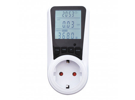 COMMEL Fogyasztásmérő, 2 tarifás, nagy LCD kijelző, 16A, 3680 W, 230V;  (cikksz.: 430-106)
