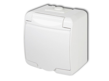 DÜWI 22141 Aquastar földelt dugaszolóaljzat, gyermekvédelemmel, csapófedéllel, IP44, fehér