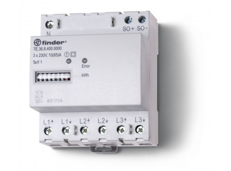 Finder 7E3684000010 - Fogyasztásmérő, 3F, 4KE, Hiteles