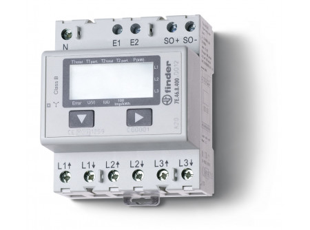 Finder 7E4684000012 - Fogyasztásmérő, 3F, 4KE, 65A, LCD, Hit.
