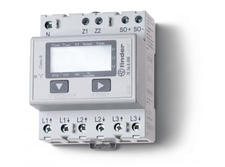 Finder 7E5684000010 - Fogyasztásmérő, áramv/5A 3F,4KE,LCD Hit.