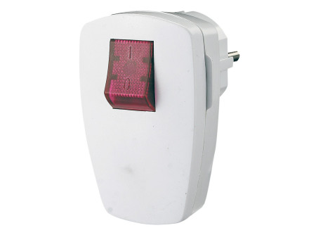 GAO 0795H - Földelt lengő dugó világítós kapcsolóval, műanyag, középső kiv. 230V~ 50Hz 16A,Fehér
