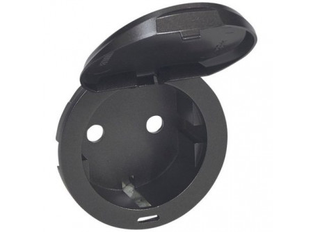 Legrand 067940 - Céliane 2P+F csatlakozóaljzat burkolat, csapófedeles, grafit