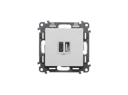 Legrand 753106 - Valena Life Töltőaljzat Kettős USB C-típusú + USB A-típusú csatlakozóval, 5V–3A–