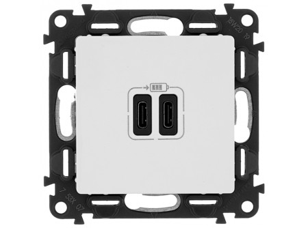Legrand 753107 - Valena Life Töltőaljzat Kettős USB C-típusú csatlakozóval, 5V–3A–15W, Túlfesz-vé