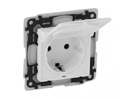 Legrand 753119 - Valena Life 2P+F csatlakozóaljzat gyermekvédelemmel, csapófedéllel, IP44 fehér