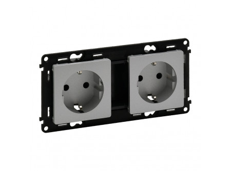 Legrand 753322 - Valena Life 2x2P+F sínezett csatlakozóaljzat gyermekvédelemmel, rugós vezetékbek