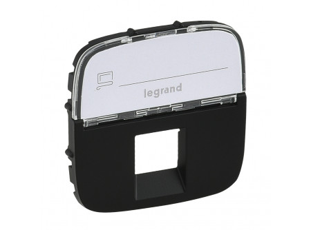 Legrand 755478 - Valena Allure RJ11/RJ45 aljzat burkolat címketartóval, Fekete