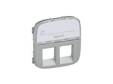 Legrand 755487 - Valena Allure 2xRJ11/RJ45 aljzat burkolat címketartóval, Alumínium