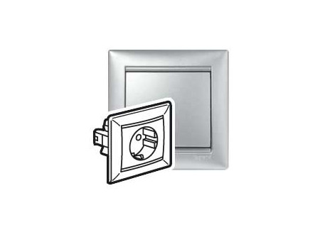 Legrand 770123 - Valena 2P+F csatlakozóaljzat mnblk alumínium