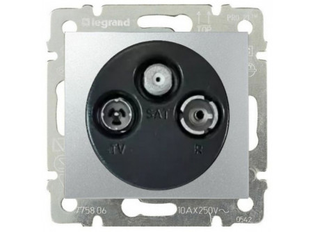 Legrand 770137 - Valena TV-RD-SAT aljzat átmenő 14 dB, alumínium