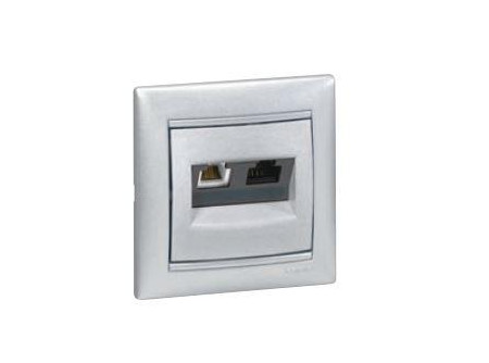 Legrand 770139 - Valena telefoncsatlakozó 2xRJ11 alumínium