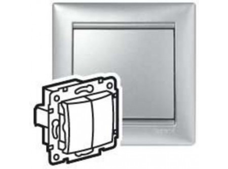 Legrand 770218 - Valena kettős váltóérintkezős nyomó, alumínium