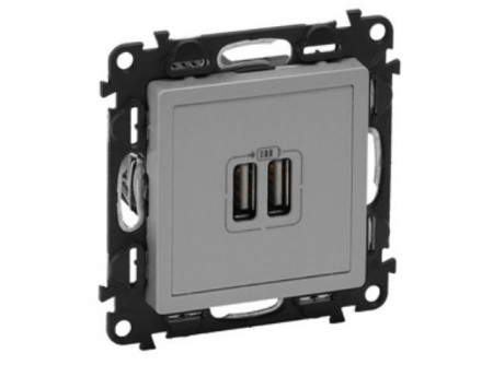 Legrand 770270 - Valena 2xUSB töltő aljzat, 1500 mA, alumínium