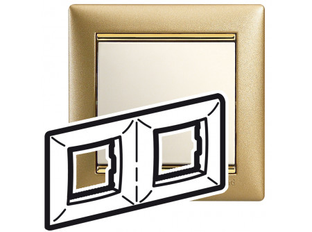 Legrand 770302 - Valena keret kettős, vízszintes, matt arany