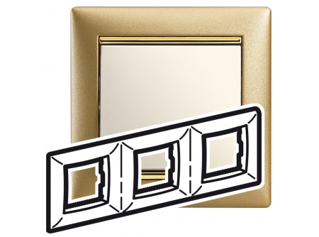 Legrand 770303 - Valena keret hármas, vízszintes, matt arany