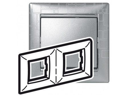 Legrand 770342 - Valena keret kettős, vízszintes, alu négyzetmintás