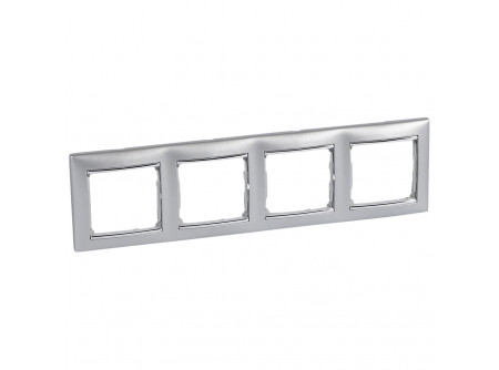 Legrand 770354 - Valena Alumínium / Ezüst, 4-es vízszintes keret