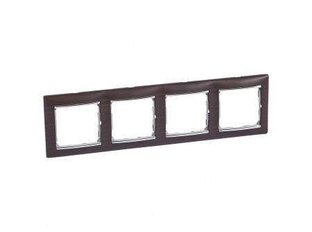 Legrand 770374 - Valena Wenge dekor / Ezüst, 4-es vízszintes keret